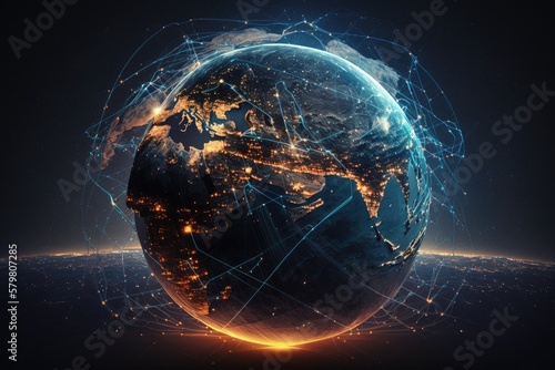 Global network connection covering the whole earth Generative AI