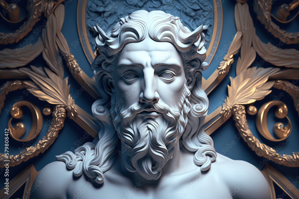 Mythological god Seth made mof azulejos white and blue, created with Generative AI Mythological god Seth made mof azulejos white and blue, created with Generative AI