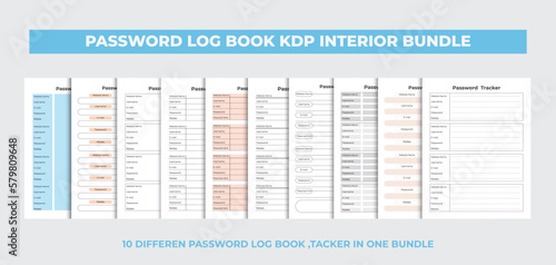 Password log book ,tracker design template. kdp interior bundle