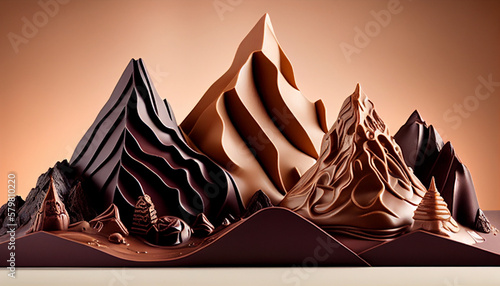 Mountains of chocolate  generative ai
