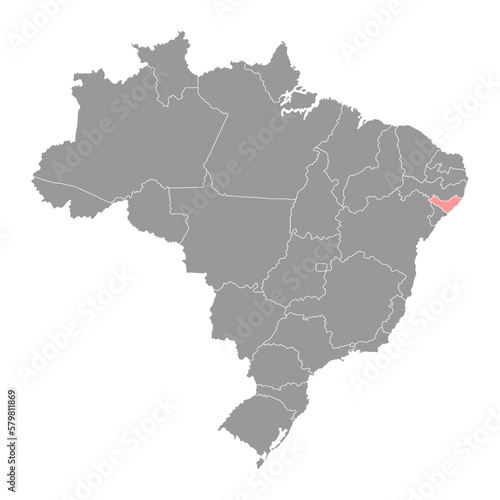 Alagoas Map  state of Brazil. Vector Illustration.