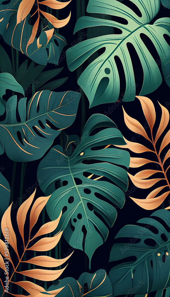 Textura Pattern Tropical Folhas IA Generativa Textura Pattern Tropical Folhas IA Generativa