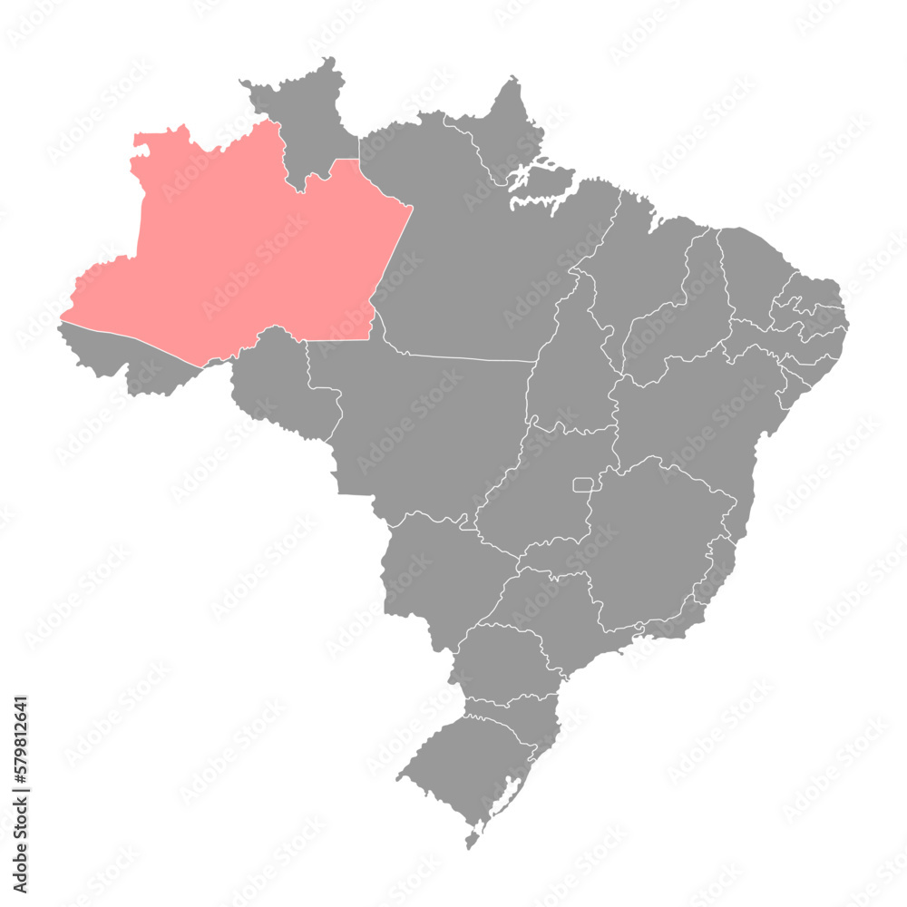 Amazonas Map, state of Brazil. Vector Illustration.