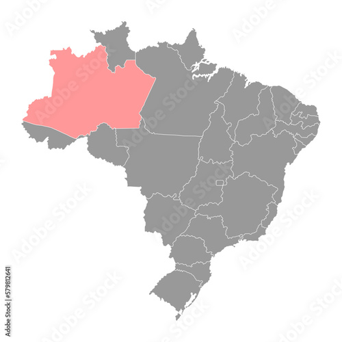 Amazonas Map, state of Brazil. Vector Illustration. photo