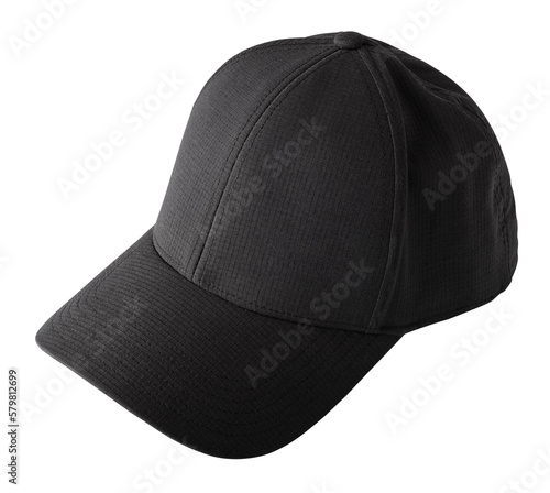 Photography Black baseball cap on a transparent background