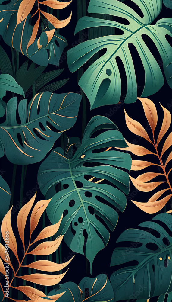 Textura Pattern Tropical Folhas IA Generativa Textura Pattern Tropical Folhas IA Generativa