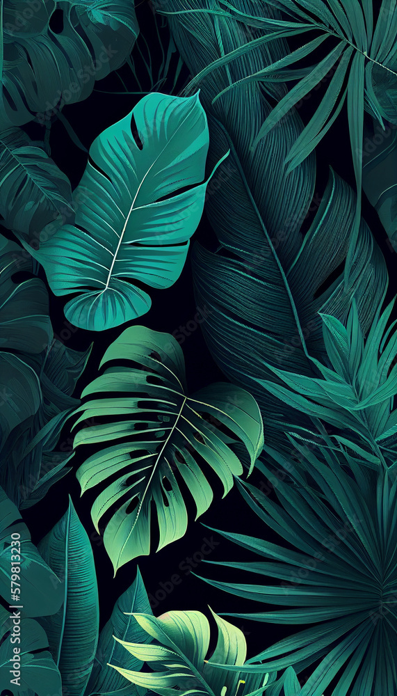 custom made wallpaper toronto digitalTextura Pattern Tropical Folhas IA Generativa