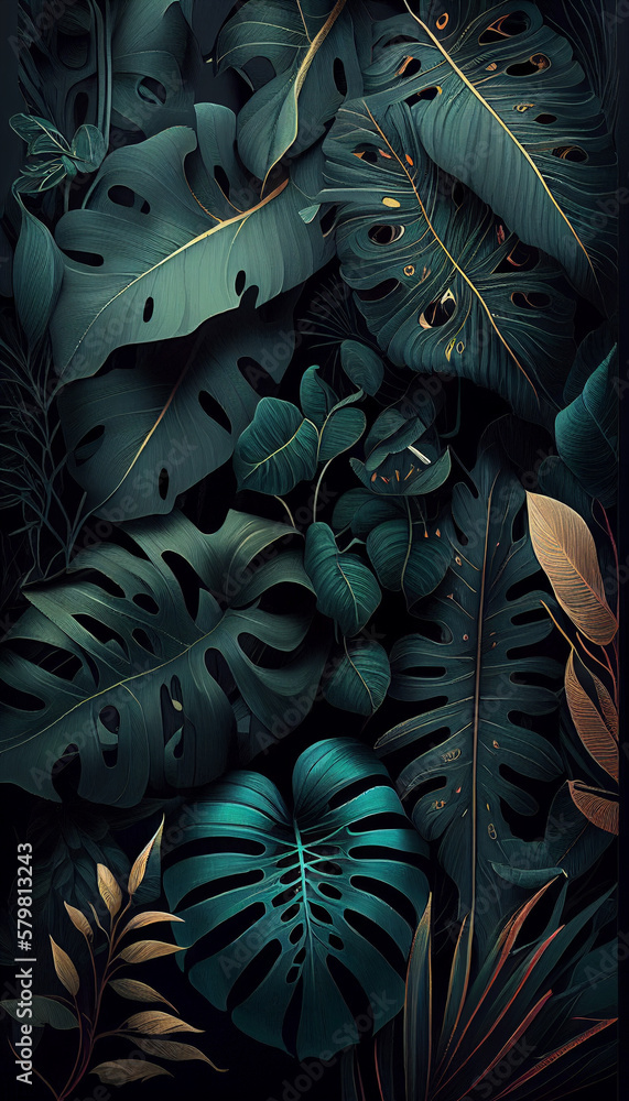 Textura Pattern Tropical Folhas IA Generativa Textura Pattern Tropical Folhas IA Generativa