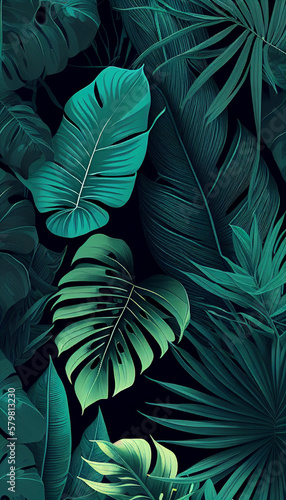Wallpaper Mural Textura Pattern Tropical Folhas IA Generativa Torontodigital.ca