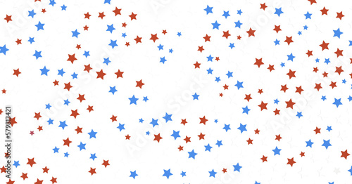 Stars - Red white blue shiny confetti stars on white background, isolate, tricolor concept,
