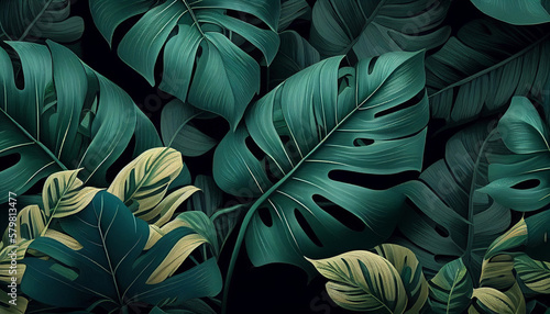 Wallpaper Mural Textura Pattern Tropical Folhas IA Generativa Torontodigital.ca