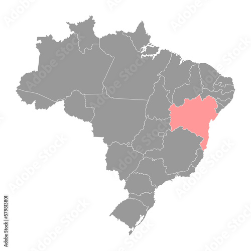 Bahia Map  state of Brazil. Vector Illustration.