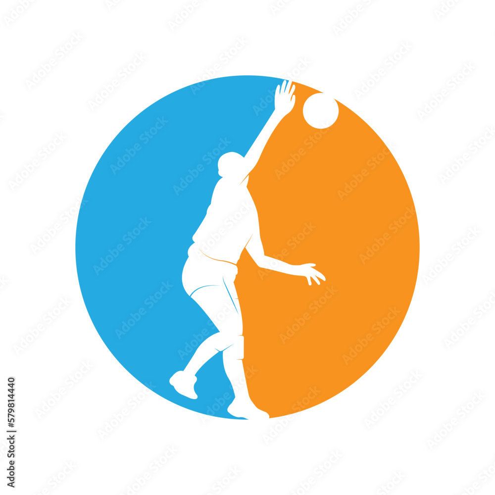 Silhouette volleyball player jumping on a white background. Vector illustration.