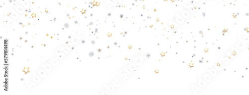 golden openwork shiny snowflakes, star, 3D rendering.