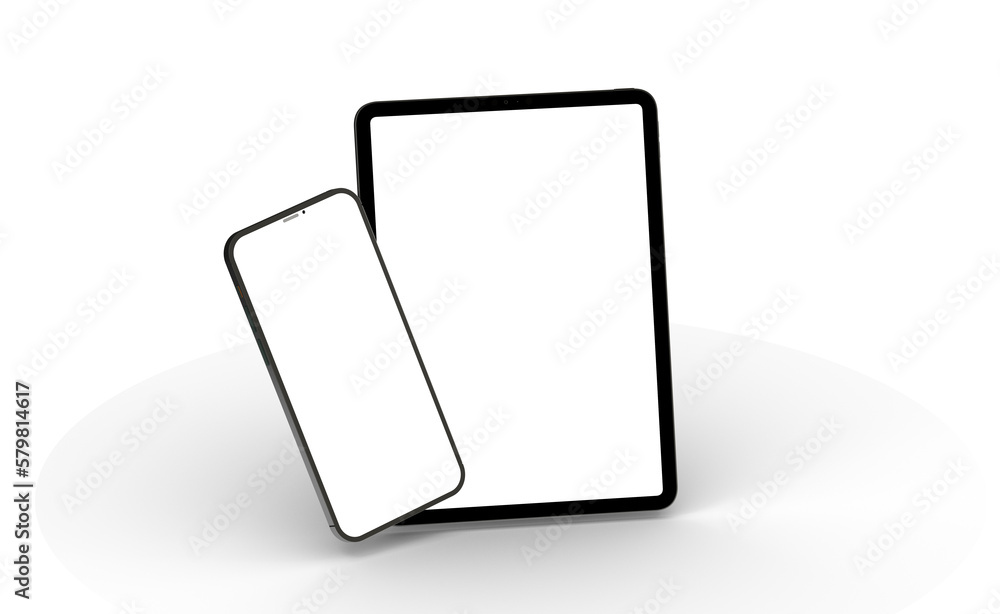 Black tablet computer with blank screen, isolated on white background Black tablet computer with blank screen, isolated on white background