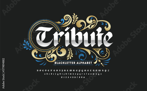 Gothic alphabet stylish. Display typeface collection. Vintage modern taste. 