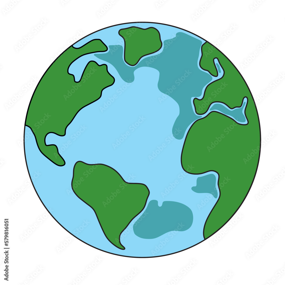 World map. Earth. Line art. Vector illustration. Icon. World map. Earth. Line art. Vector illustration. Icon.