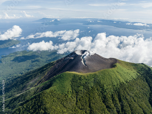 Aerial view of Gamalama Volcano on Ternate, Indonesia. photo