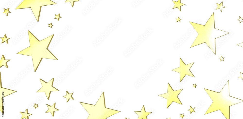 Fototapeta premium Banner with golden decoration. Festive border with falling glitter dust and stars.