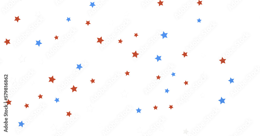 A blue glitter confetti border with red and blue stars on white A blue glitter confetti border with red and blue stars on white