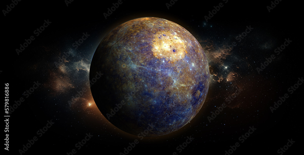 Fototapeta premium Mercury on space background. Elements of this image furnished by NASA.