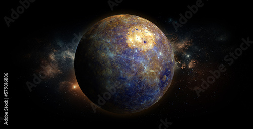 Fototapeta Naklejka Na Ścianę i Meble -  Mercury on space background. Elements of this image furnished by NASA.