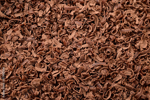Top view of chocolate curls texture background