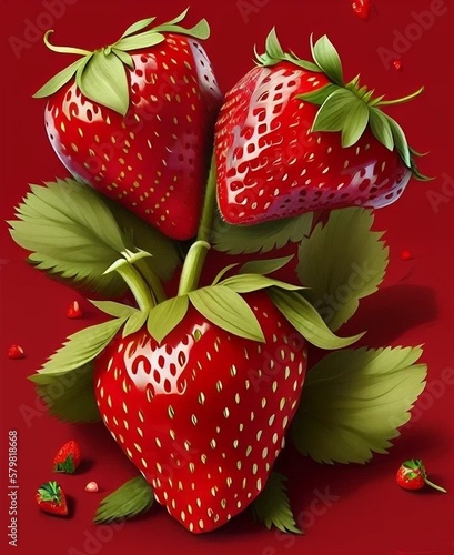 Strawberries on a red background