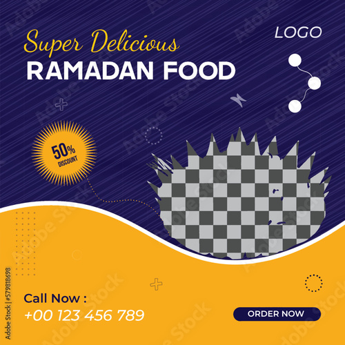 Vector ramadan special offer restaurant food menu business marketing social media post or web banner template design with abstract background, logo and icon. 