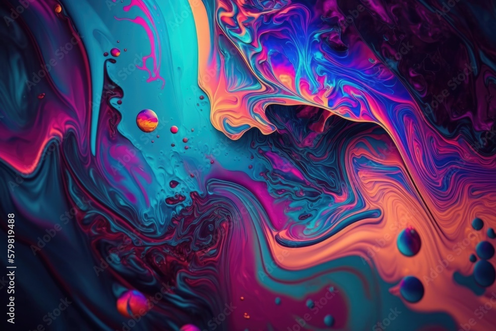 Abstract Neon Liquid Wavy Background. Liquid Art, Marbling Texture 