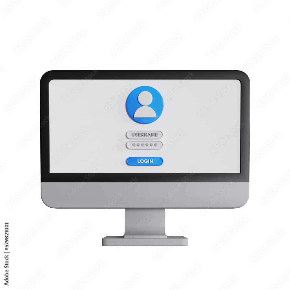 3d ilustrasi login interface monitor login black edge 3d ilustrasi login interface monitor login black edge