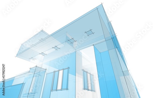  Architectural sketch of a house building