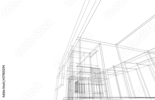  Architectural sketch of a house building
