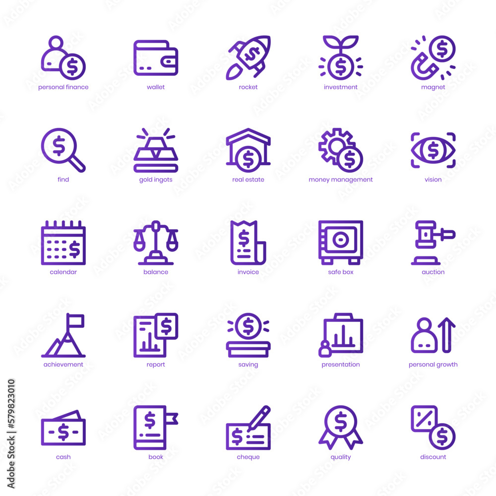 Personal Finance icon pack for your website design, logo, app, and user interface. Personal Finance icon basic line gradient design. Vector graphics illustration and editable stroke. Personal Finance icon pack for your website design, logo, app, and user interface. Personal Finance icon basic line gradient design. Vector graphics illustration and editable stroke.