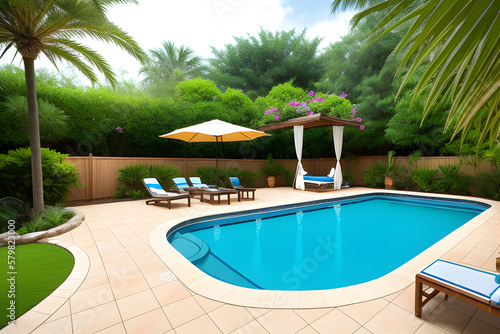 Lifestyle image of a luxury backyard pool