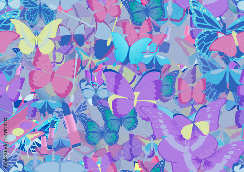 Background pattern abstract design texture. Seamless. Theme is about brush, tones, decoration, delicate, art, spring, salon, powder, vector, pomatum, repeat, wildlife, wing, fly, Butterfly