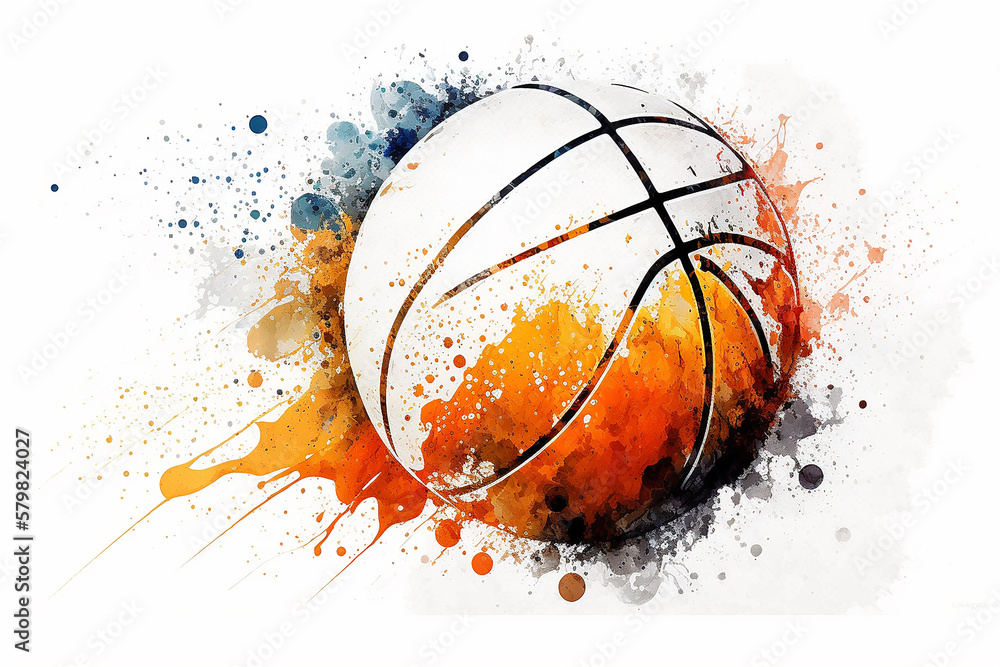 Baixe Bola de Basquete Colorida com Salpicos de Tinta PNG