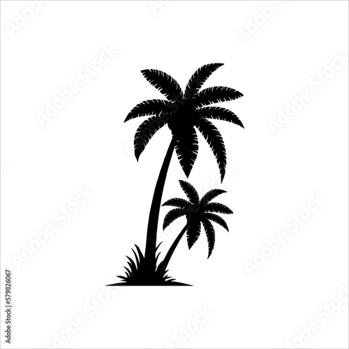 coconut tree silhouette illustration logo icon design
