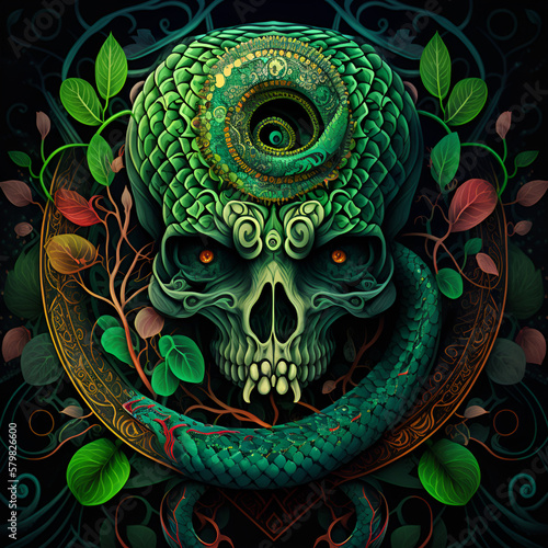 Skull SNAKE_WITH_GREEN_EYES