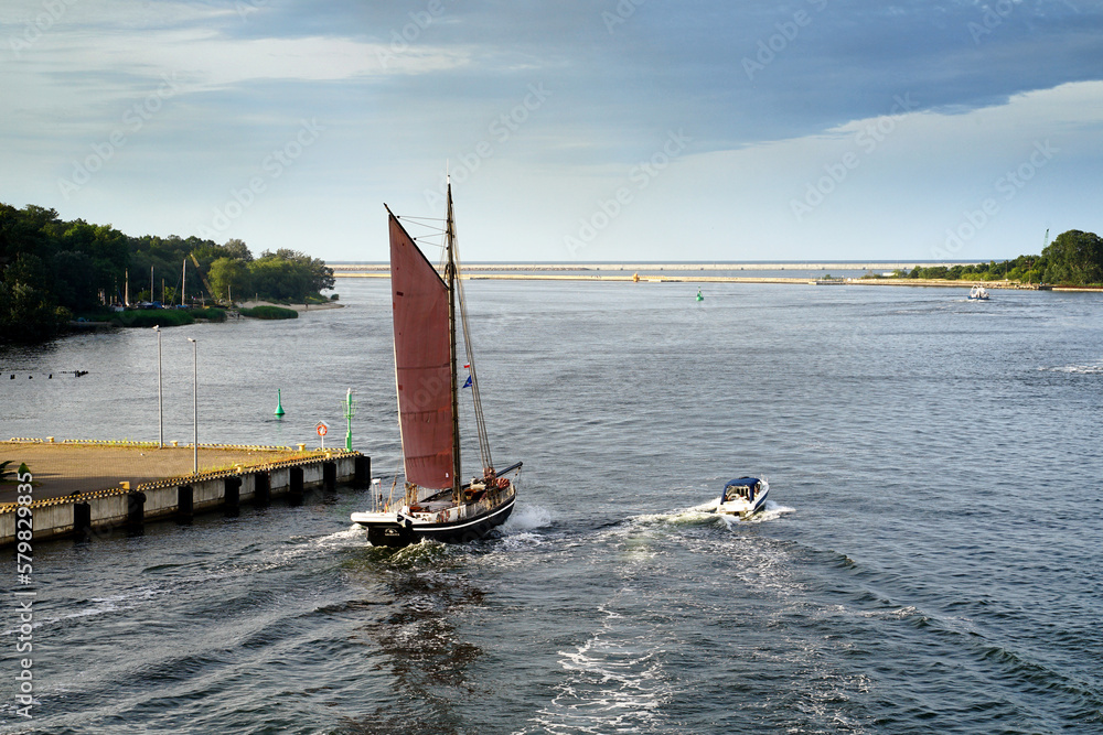 Poland, Swinoujscie, entrance to the port.