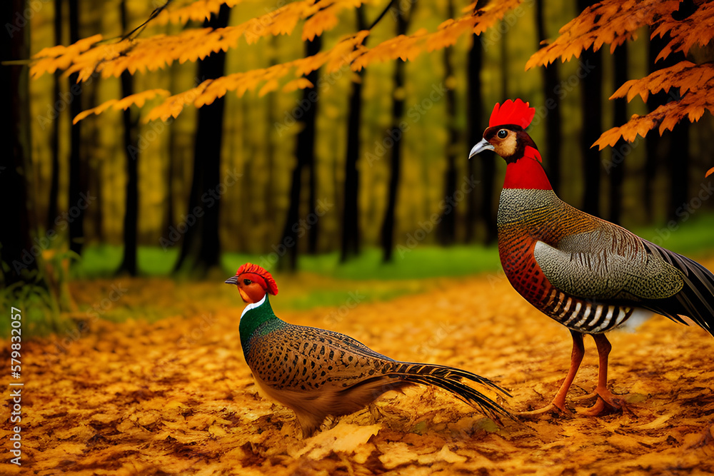 Fototapeta premium Pheasant in forest