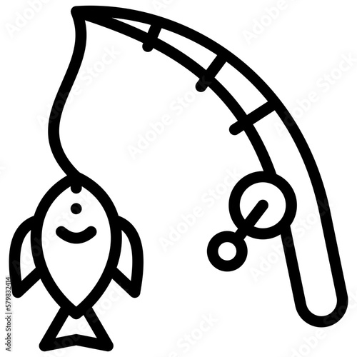 fishing ilustration design with outline