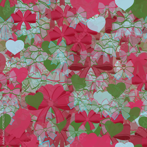Background pattern abstract design texture. Seamless. Theme is about love, decoration, dressing, relations, romance, adornment, ribbons, hearts, embellishment