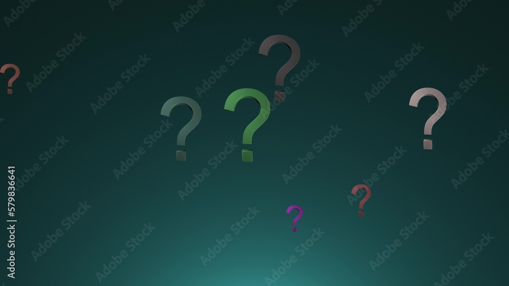 question marks animation dark blue green background