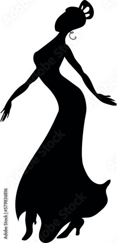 Black silhouette of flamenco dancer 