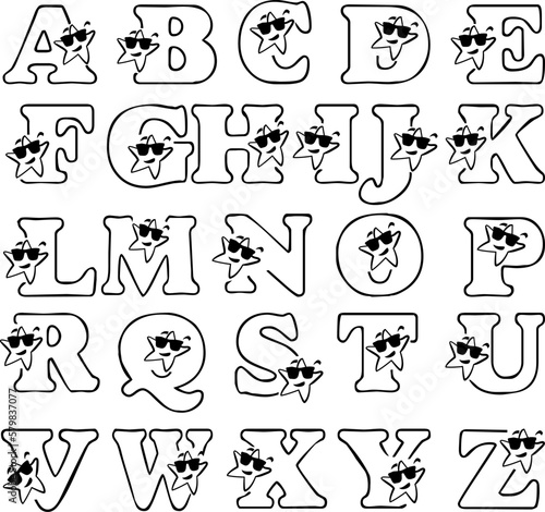 Stars with glasses clipart alphabet abc starry alphabet
