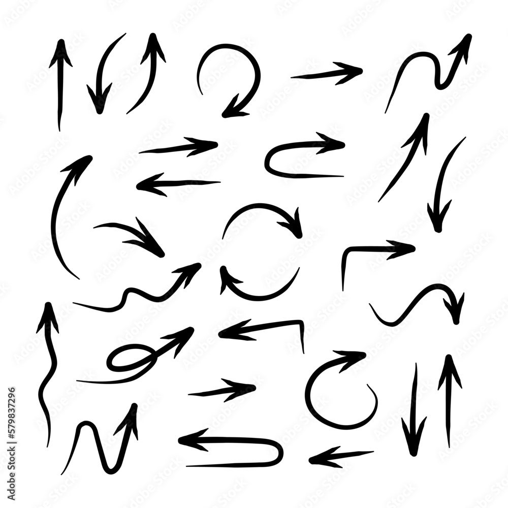 Hand drawn arrow vector icons set. sketch arrow design for business plan and education. Hand drawn arrow vector icons set. sketch arrow design for business plan and education.