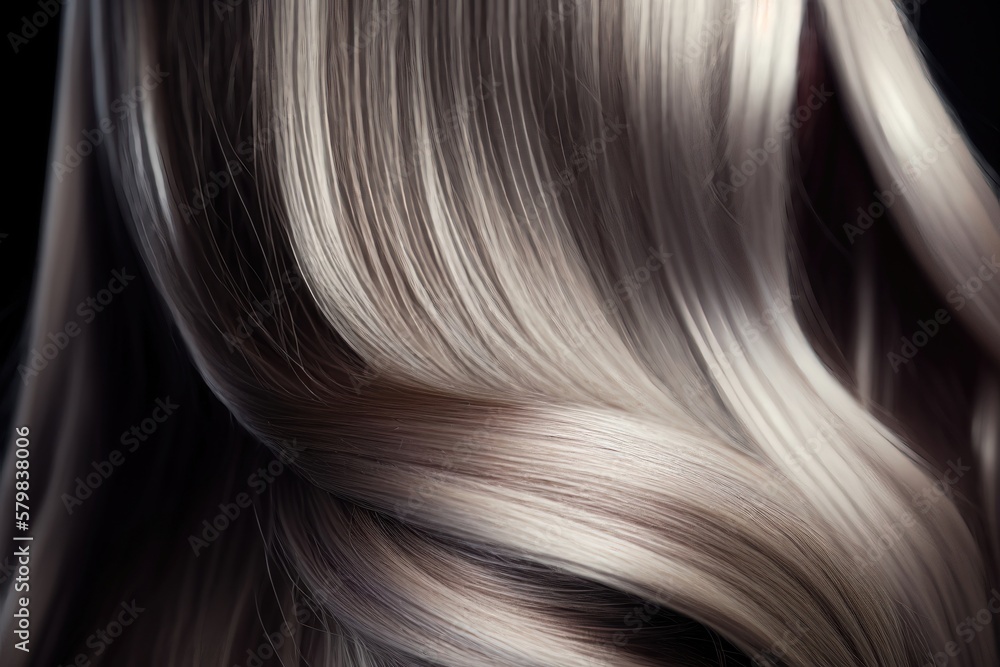 Naklejka premium Beautiful healthy shiny hair texture with highlighted golden streaks. AI Generation