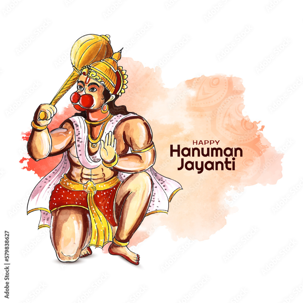 Beautiful Happy Hanuman Jayanti Indian mythological festival card