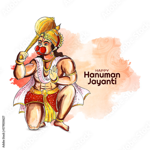 Beautiful Happy Hanuman Jayanti Indian mythological festival card